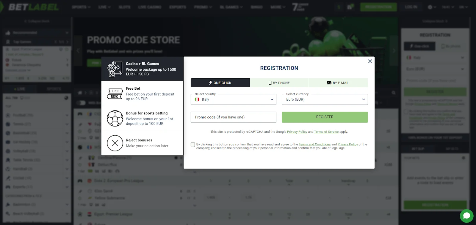 BetLabel Registration steps
