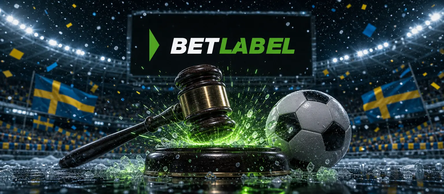 Judge gavel striking its block next to a football in a floodlit stadium, with the BetLabel logo on the big screen Judge gavel striking its block next to a football in a floodlit stadium, with the BetLabel logo on the big screen