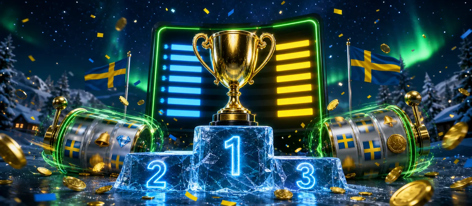 Golden trophy on an ice-crystal podium with steps 1, 2 and 3, slot reels and a glowing leaderboard Golden trophy on an ice-crystal podium with steps 1, 2 and 3, slot reels and a glowing leaderboard